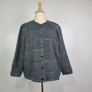 CJ Banks Gray Career or Casual Plaid Button Front Blazer Jacket NEW NWT Size 2X